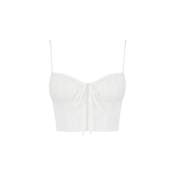 House of CB Lilibeth White Gathered Bustier Top Size Medium - Picture 2 of 7